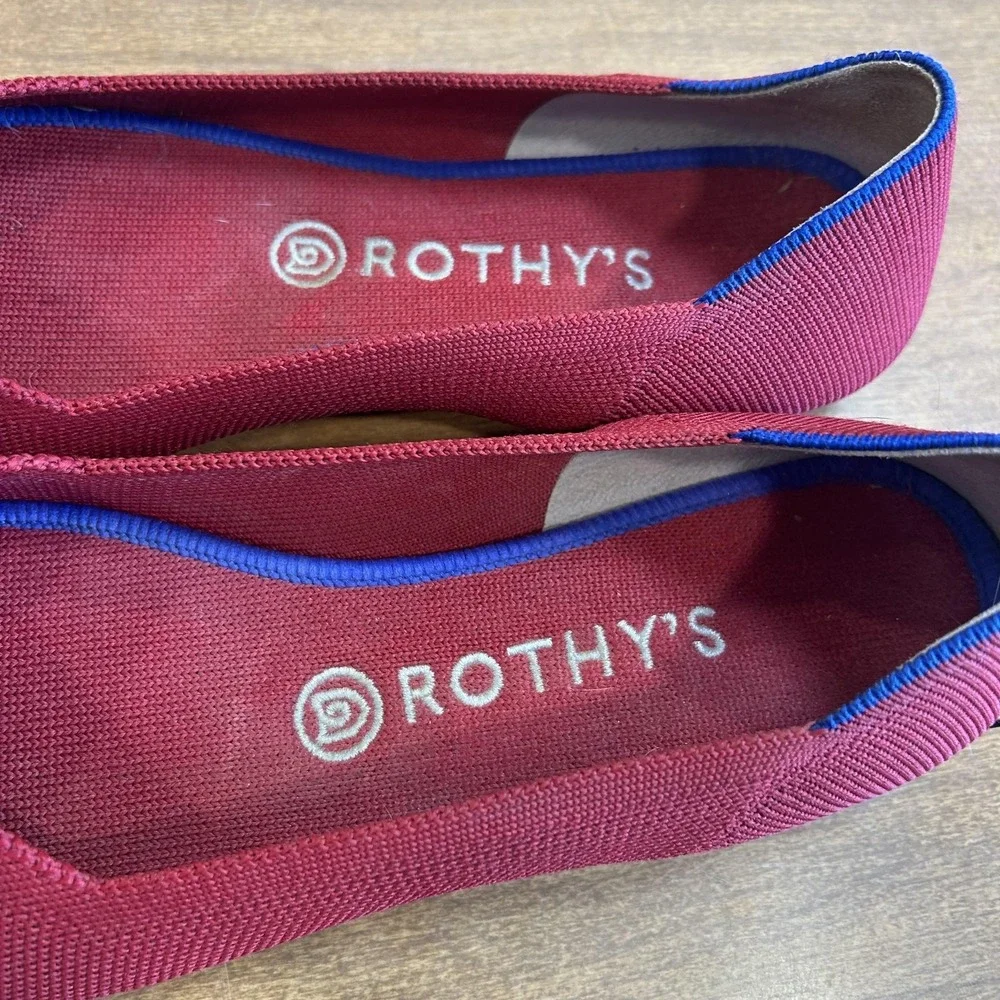 Rothy's Shoes Womens Size 8.5 Red The Flat Ballet Flats Knit Washable Comfort